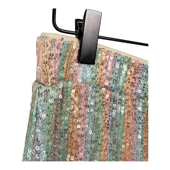 Chelsea & Violet Girls Sequin Bell Bottom Pink Silver Rainbow Pants NEW Size L - Picture 8 of 15